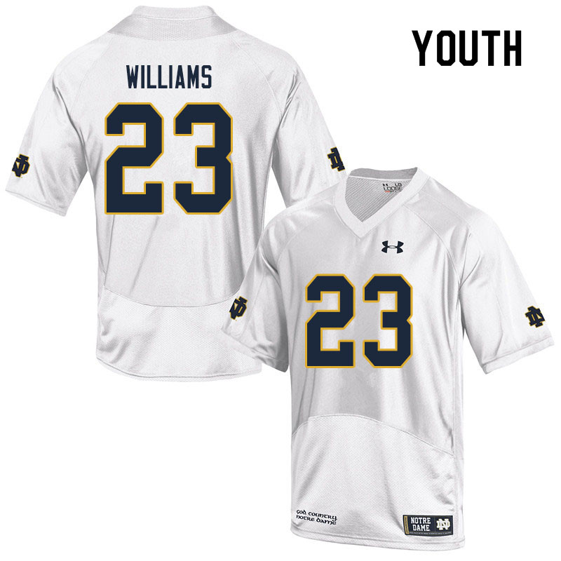 Youth #23 Kyren Williams Notre Dame Fighting Irish College Football Jerseys Sale-White - Click Image to Close